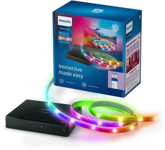 Philips smart lighting - hdmi 2.0 sync box - met rgbic led strip voor 40 tot 50 tv's - synchroniseer je verlichting met je beeldscherm - 4k bij 60hz - werkt met de wiz app - wifi - entertainment starterkit