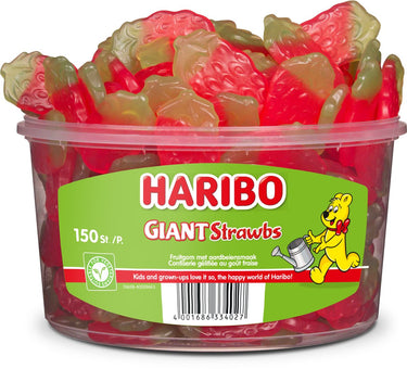 Haribo giant strawbs - snoep in aardbeiensmaak - 150 stuks silo