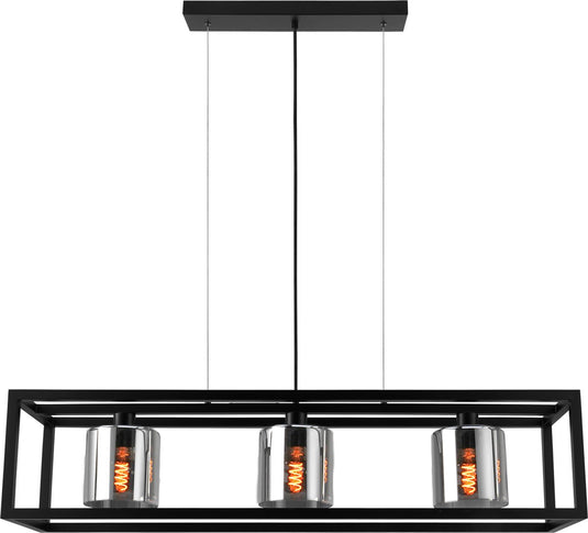 Eglo brisling hanglamp - e27 - 110 cm - rookglas - zwart