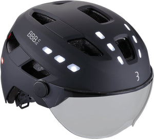 Bbb cycling fietshelm met verlichting vizier - district led faceshield - ebike helm voor heren dames - abs shell - fietshelm met vizier - medium large: 54 - 60cm - mat zwart - bhe-163