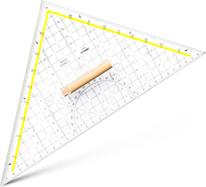 Aristo tekendriehoek - schaalverdeling 30cm - onbuigzaam - transparant - met houten greep - ar-1648