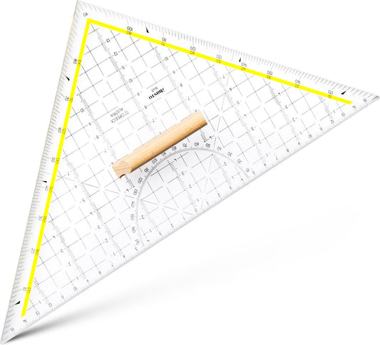 Aristo tekendriehoek - schaalverdeling 30cm - onbuigzaam - transparant - met houten greep - ar-1648
