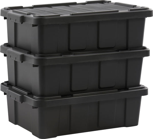 Iris powerbox robuust opbergbox - 25l - 100% recycled kunststof - zwart - set van 3