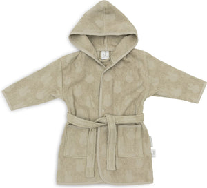 Jollein x nijntje - baby badjas badstof 3-4 jaar - badjas kinderen met capuchon - miffy jacquard - olive green