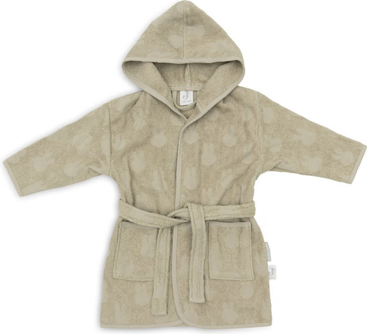 Jollein x nijntje - baby badjas badstof 3-4 jaar - badjas kinderen met capuchon - miffy jacquard - olive green