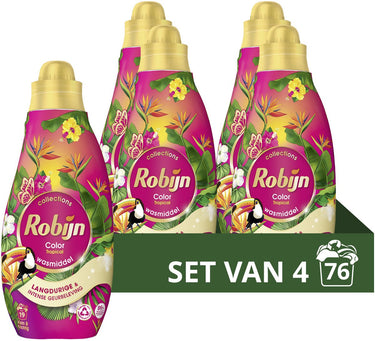 Robijn - vloeibaar wasmiddel - klein krachtig - tropical - 4 flessen - 76 wasbeurten - voordeelverpakking