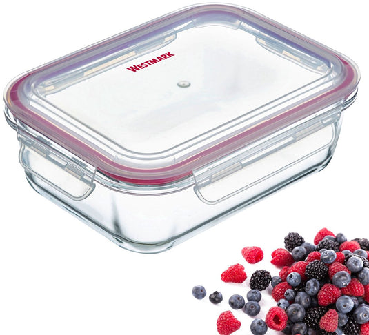 Westmark vershouddoos + deksel, 370 ml, luchtdicht, oven- vriezer- magnetronbestendig, bpa-vrij, glas kunststof siliconen, doorzichtig rood, 234122e1