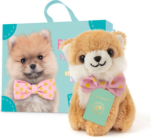 Studio pets by myrna studio pets® mini knuffel pomeriaan pompom (8 cm) met koffer, paspoort stickerboek