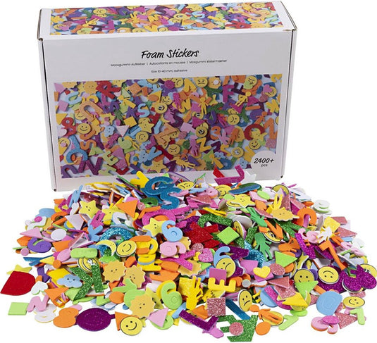 Creativ company https: www.cchobby.nl foam-stickers-emoji-s-geometrische-vormen-letters-en-cijfers-zelfklevend-afm-10-40-mm-ca-2460-div-diverse-kleuren-2640-stuk-1-doos