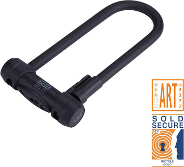 Bbb cycling art 3 fietsslot met houder - 29,5 x 14,1 cm - sold secure gold certificering - anti diefstal beugelslot: elektrische fiets, stadsfiets, racefiets - art slot 3 sterren - secure u bbl-78