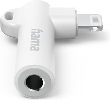 Hama aux-adapter lightning u 3,5-mm-jack-aansluiting, 90 hoekstekker, wit