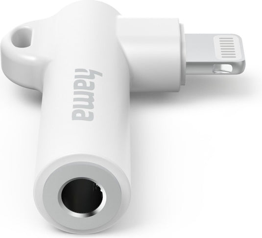 Hama aux-adapter lightning u 3,5-mm-jack-aansluiting, 90 hoekstekker, wit