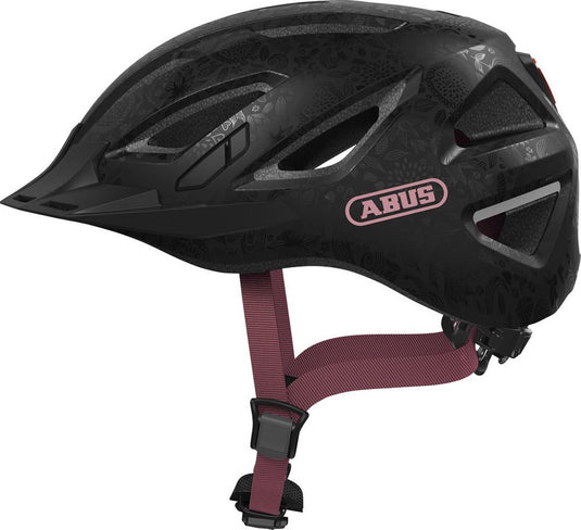 Abus fietshelm urban-i 3.0 flower art s - 51-55 cm - zwart - geschikt voor gebruik op elektrische fietsen - stadsfietsen - 250 g
