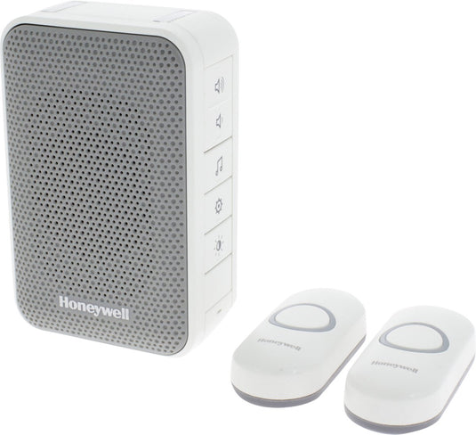 Honeywell dc313nfb - draadloze deurbelset met 2 deurdrukkers - wit