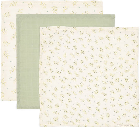 Little dutch monddoekjes set - groen - essentials - blueberry leaves