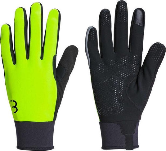 Bbb cycling controlzone fietshandschoenen winter - 5 - 10 ℃ - winddichte wielrenhandschoenen heren dames - sporthandschoenen - touchscreen compatibel - neon geel - maat xl - bwg-36