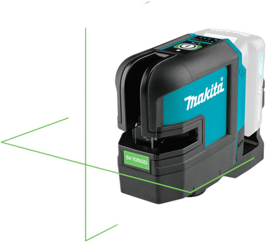 Makita sk105gdz 10,8v li-ion accu kruislijnlaser body in tas - zelfnivellerend - groen - 35m