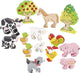 Goki houten figuren: set boerderijdieren, bevat 14 dieren l2,5-11,5cm, beschilderd hout, in doos
