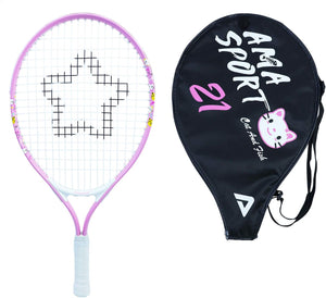 Ama sport kinder tennisracket kat roze 21 inch – lichtgewicht junior racket met tas – ideaal voor beginners –