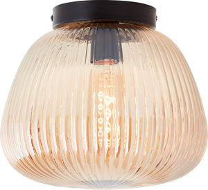 Brilliant kaizen - plafondlamp - 1-lichts rond - glas - 1xe27 max 40w - amber zwart