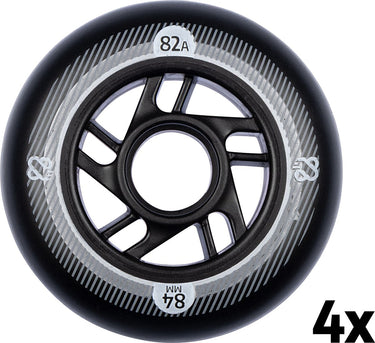 Nijdam inline skate wielen set - 84x24 mm - 4st - black zwart