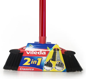 Vileda master - 2 in 1 - bezemborstel met steel - wee soorten borstelharen = dubbele reinigingskracht ingesteld met palen