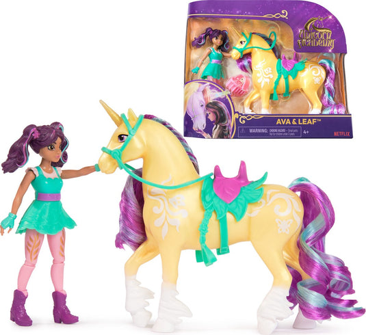 Unicorn academy pop ava eenhoorn leaf - met 2 rijaccessoires en borstel - 12,7 cm - speelfigurenset