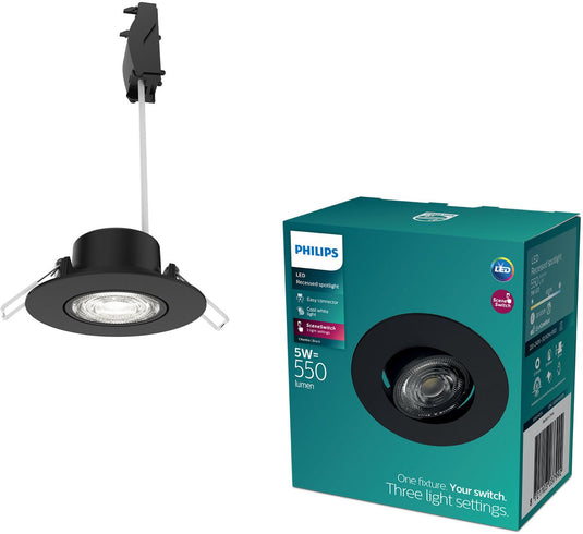 Philips led philips cilantro inbouwspot - sceneswitch lichttechnologie - 5w - koelwit licht: 4000k - zwart