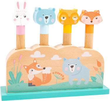 Small foot - houten motoriek vorm insteekspel bosdieren, 5dlg.