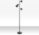 B.k.licht - industriële vloerlamp - zwart gouden staande lamp - draaibar - met e27 fitting - h.: 166cm