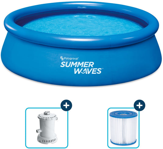Summer waves opblaasbaar zwembad rond - ⌀305 x 76 cm - inclusief filterpomp - filterpatroon
