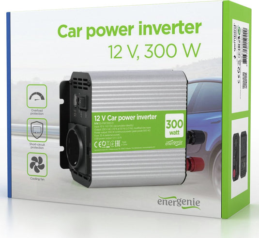 Energenie auto omvormer 12v > 220v - 300w - stopcontact + 1 usb - eg-pwc300-01