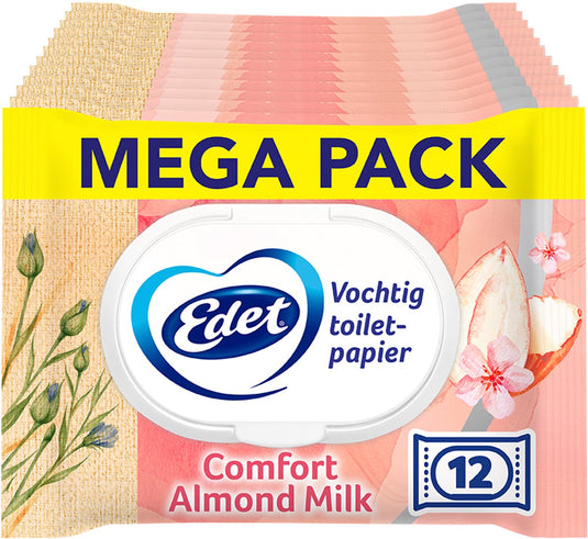 Edet vochtig wc papier amandel - 12 x 42 = 504 vellen