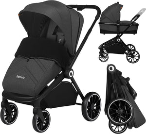 Lionelo mika 2in1 kinderwagen – wandelwagen reiswieg – omkeerbare zitting – compact opvouwbaar met zitje – xxl waterdichte luifel upf50+ – verstelbare rugleuning voetsteun – pu wielen met vering – inclusief accessoires set tot 22 kg