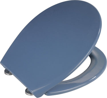 Wenko wc bril samos - antibacterieel donkerblauw duroplast - easy-close softclose sluiting - fix-clip bevestiging afklikbaar in rvs - toiletbril - toiletzitting - donkerblauw
