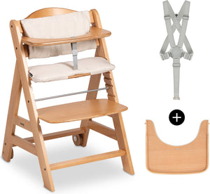 Hauck beta+ kinderstoelset - fsc®-gecertificeerd – hout - inclusief wielen en houten tafel - natural