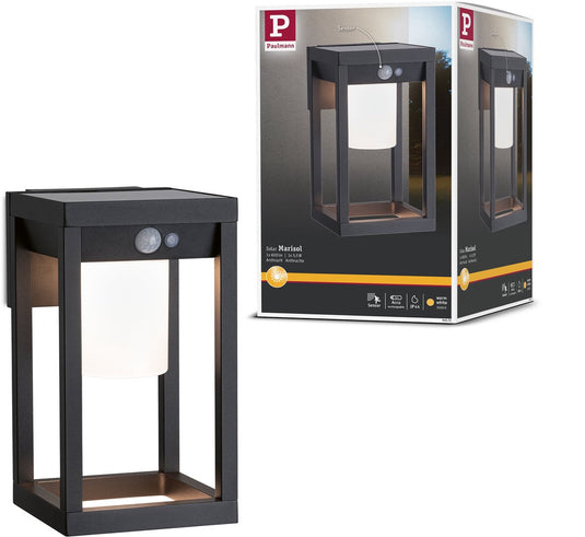 Paulmann solar led-wandarmatuur voor buiten marisol bewegingsmelder ip44 3000k 350lm zwart