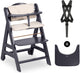 Hauck beta+ kinderstoelset - fsc®-gecertificeerd – hout - inclusief wielen en houten tafel - dark grey