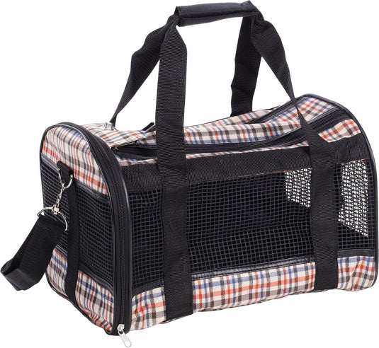 Flamingo hondentas mayfair – stijlvolle honden draagtas – draagtas hond kat – bruin – maat s – 40 cm – tot 7 kg