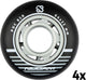 Nijdam inline skate wielen set - 64x24 mm - 4st - black - zwart zilver wit