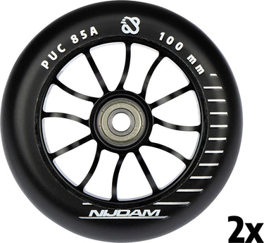 Nijdam stuntstep wielenset - spoked alu - zwart - 2 stuks