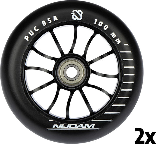 Nijdam stuntstep wielenset - spoked alu - zwart - 2 stuks