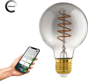 Eglo connect.z smart led lamp -e27 - ø 8 cm - smoke - rookglas - 2000k - dimbaar - zigbee