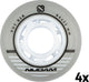 Nijdam inline skate wielen set - 64x24 mm - 4st - zilver wit