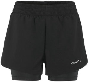 Craft adv essence 2-in-1 shorts 2 w dames sportbroek - zwart