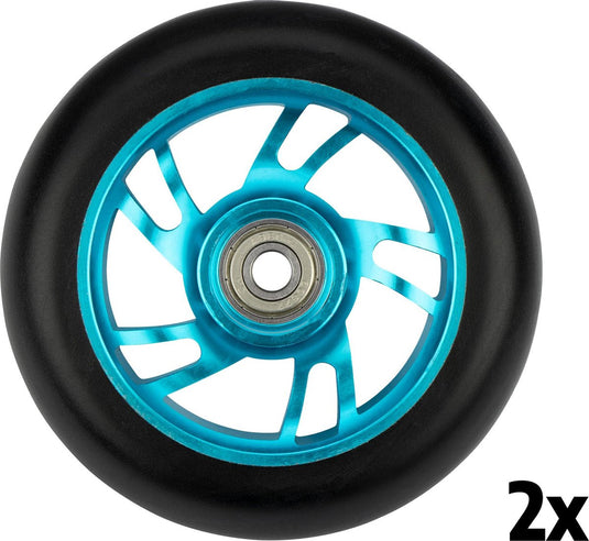 Black dragon stuntstep wielen set - spoked alu - blauw zwart