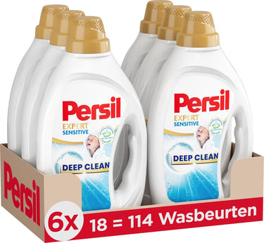 Persil sensitive gel - vloeibaar wasmiddel - alle kleuren was - allergie-vriendelijk - hypoallergene parfum - voordeelverpakking - 6x 18 wasbeurten