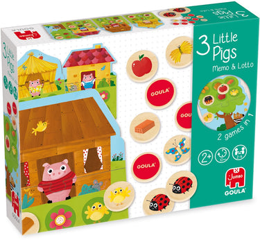Goula jumbo - - 3 kleine biggetjes memo lotto - kinderpuzzel - 24 stukjes