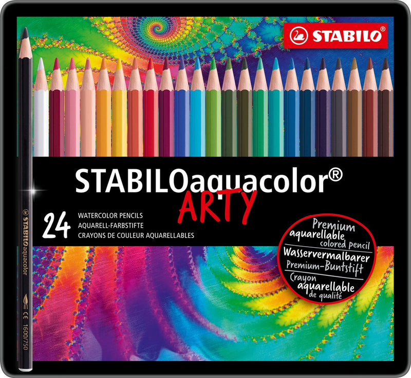 Chargez l'image dans la visionneuse de la galerie, Stabilo aquacolor - premium aquarel kleurpotloden - arty - metalen etui 24 kleuren
