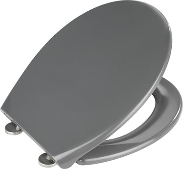 Wenko wc bril samos - antibacterieel donkergrijs duroplast - easy-close softclose sluiting - fix-clip bevestiging afklikbaar in rvs - toiletbril - toiletzitting - donkergrijs